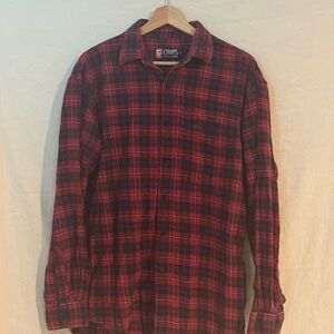 Chaps by Ralph Lauren Men's Red and Black Plaid Button Down Shirt